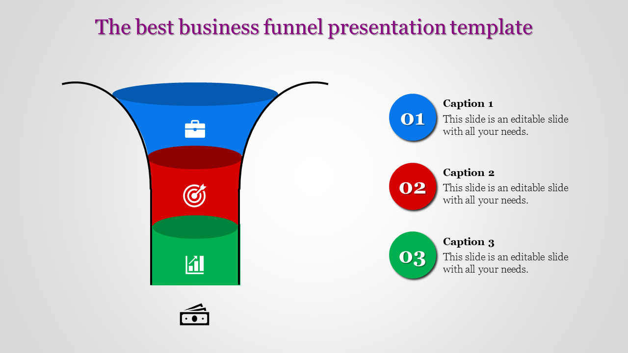 Free - Simple Funnel Presentation Template With Three Node